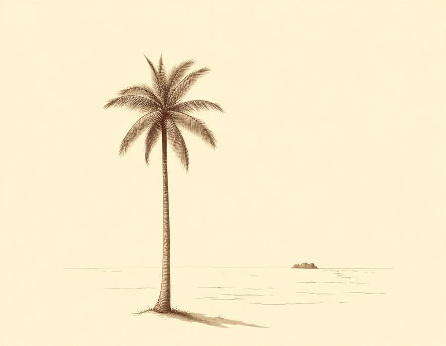 Palm fronds against a sun-bleached South Florida wall